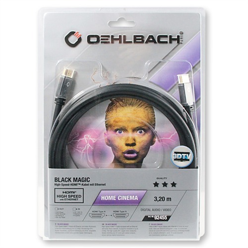  HDMI  Oehlbach 92455 Black Magic HDMI 1.4 Cable w. Ethernet 3,2m:  3